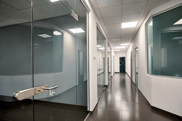 Premium Photo Beautiful Modern Office Interior With A Glass Door