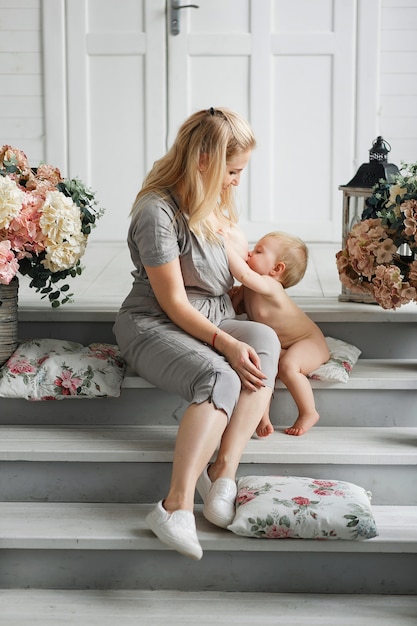 beautiful mother breastfeeding