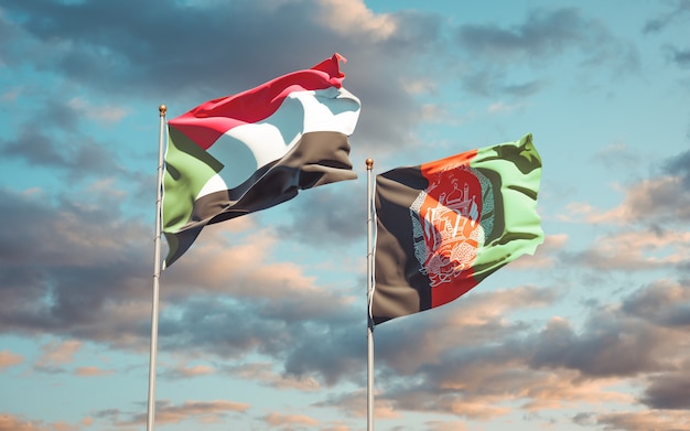 Premium Photo | Beautiful national state flags of afghanistan and sudan