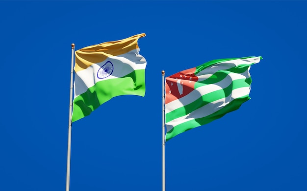 Premium Photo | Beautiful national state flags of india and abkhazia ...