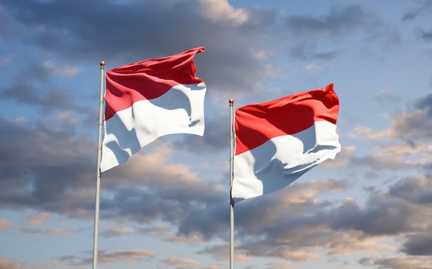 Premium Photo | Beautiful national state flags of monaco and indonesia ...