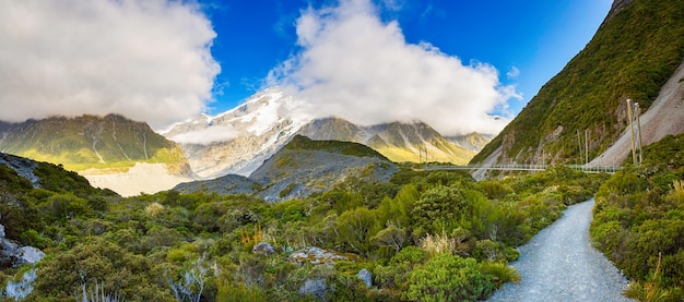 Premium Photo | Beautiful panorama view of hooker valley track, aoraki ...