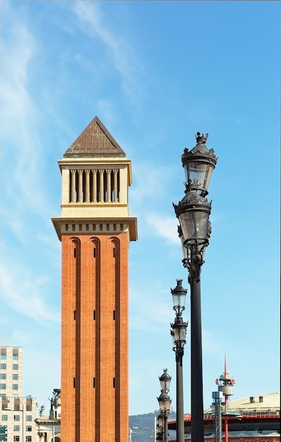 Premium Photo Beautiful Pillars On The Plaza De Espana In Barcelona