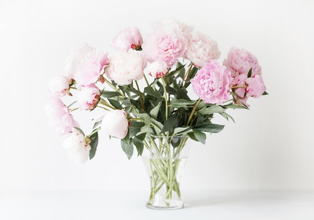 Premium Photo | Beautiful pink peony flowers bouquet in vase