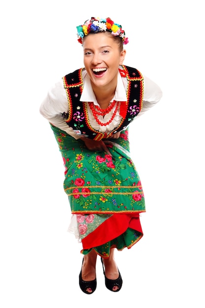 Premium Photo | A beautiful polish girl in traditional outfit over ...