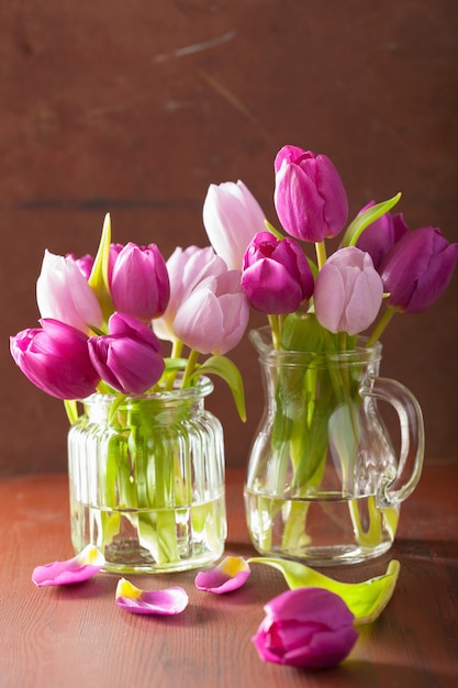 Premium Photo | Beautiful purple tulip flowers bouquet in vase