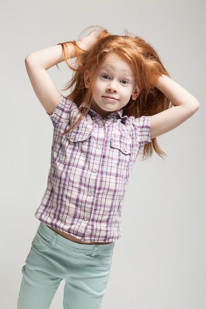 redhead white shirt