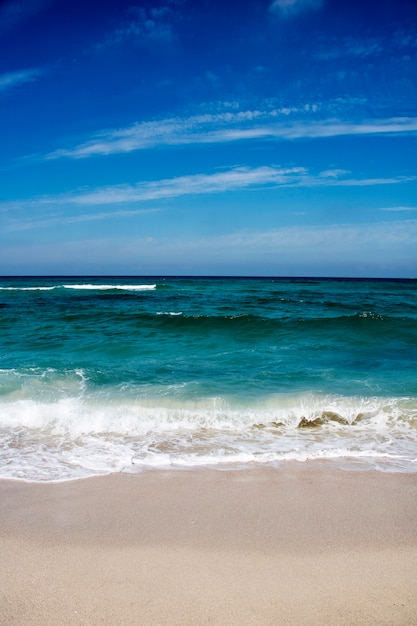 Premium Photo | Beautiful sandy beach and soft blue ocean wave