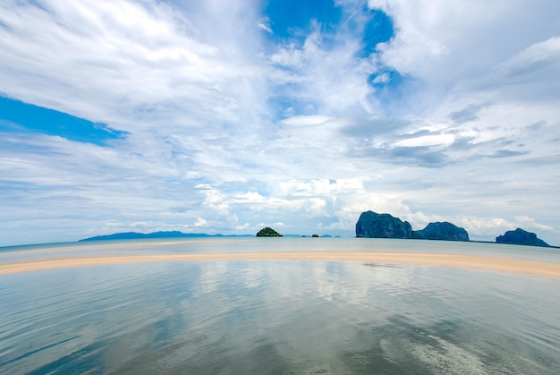 Premium Photo | Beautiful sea view and blue cloudy sky from wide angle ...