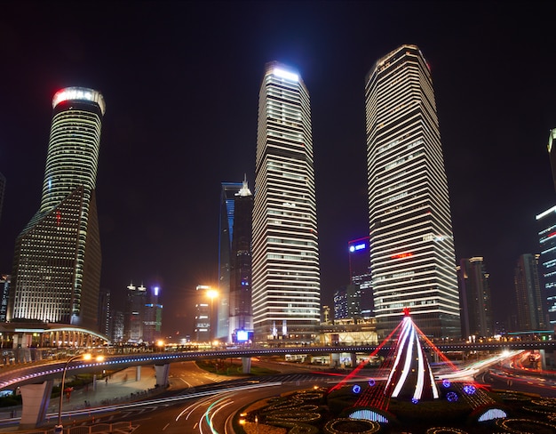 Premium Photo Beautiful Skyscrapers Night View City Building Of Pudong Shanghai China