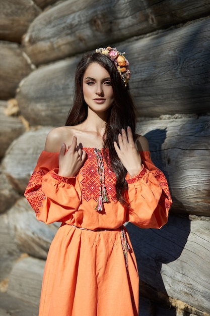 orange ethnic dress