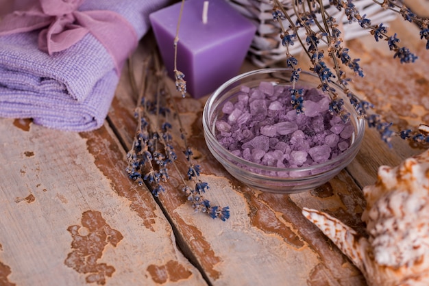 Premium Photo Beautiful Spa Composition With Lavender On Table