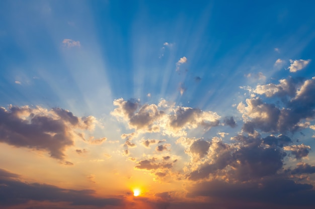 Premium Photo | Beautiful sunset and blue sky with cloud