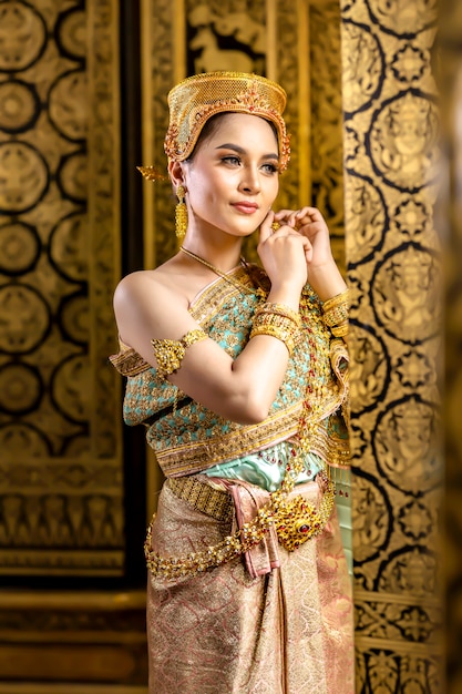 Premium Photo Beautiful Thai Women Are Dressing In Traditional Thai National Costumes To Prepare For The Pantomime Drama Scene