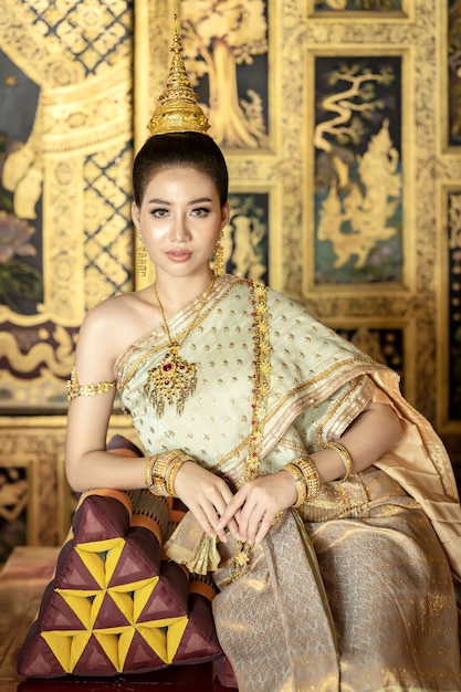 Premium Photo Beautiful Thai Women Are Dressing In Traditional Thai National Costumes