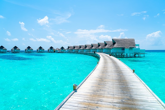 Beautiful tropical maldives resort hotel and island with beach and sea Premium Photo