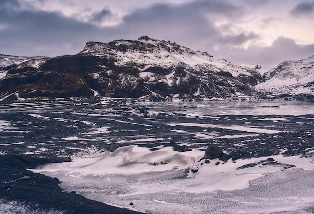 Premium Photo Beautiful Winter Landscape Of The Myrdalsjokull Glacier