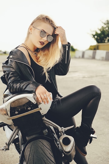 Free Photo | Beautiful woman posing with sunglasses on a motorbike