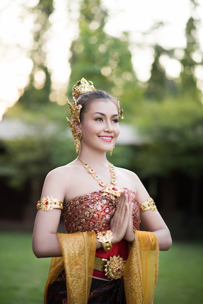 Free Photo | Beautiful woman wearing typical thai dress