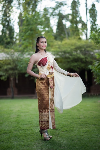 Free Photo | Beautiful woman wearing typical thai dress