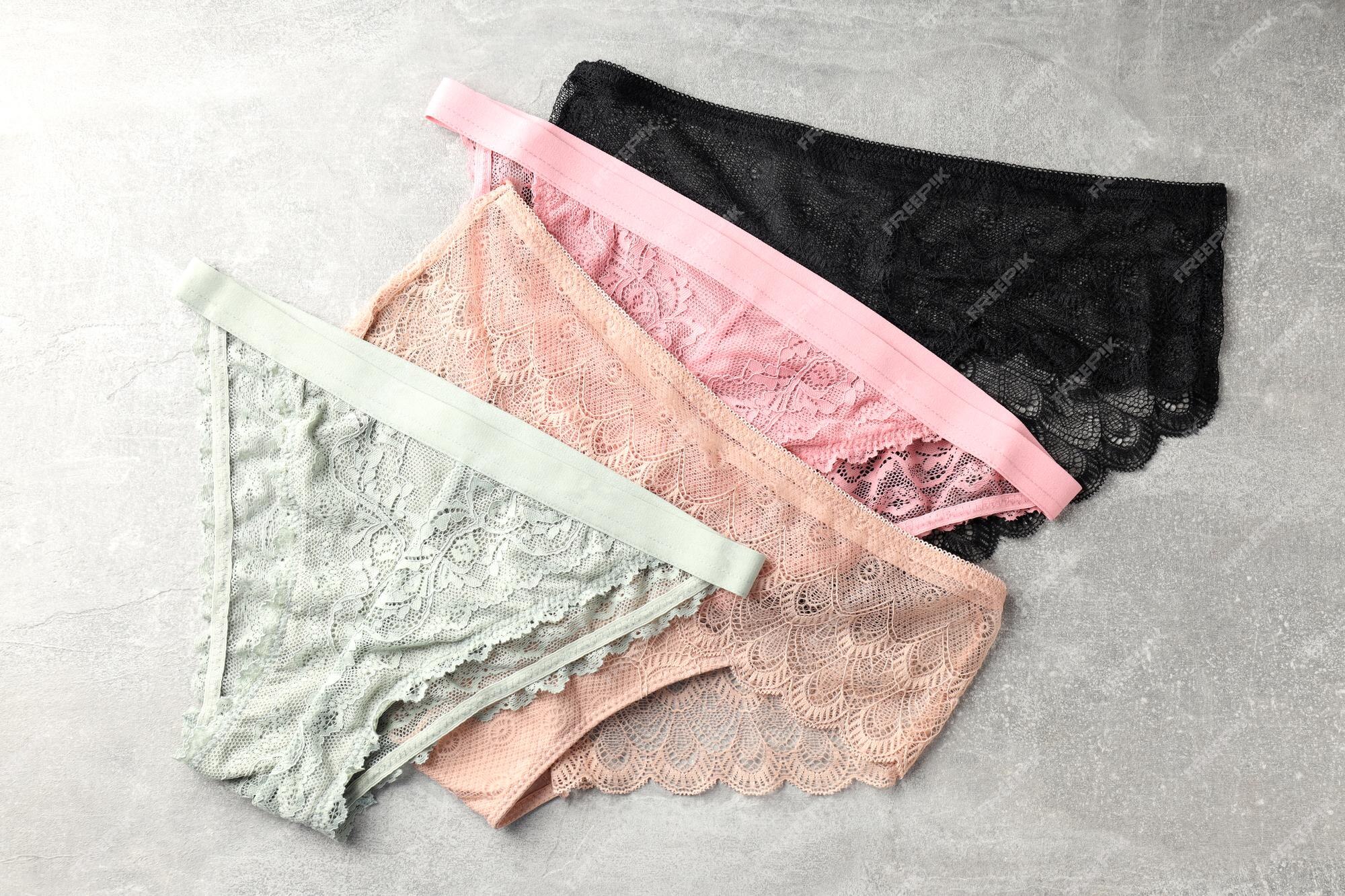 Premium Photo | Beautiful womens panties on gray textured background