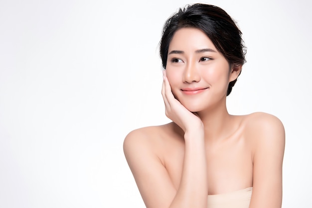 Beautiful young asian woman with clean fresh skin, Premium Photo