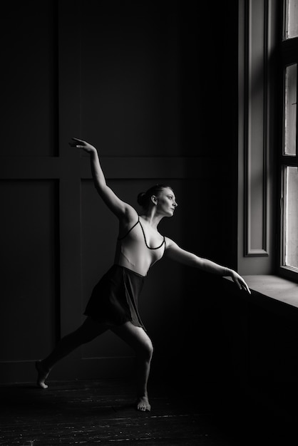 black leotard and skirt