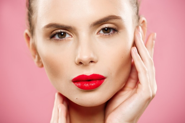 Beauty Concept - Close Up Gorgeous Young Brunette Woman Face Portrait ...