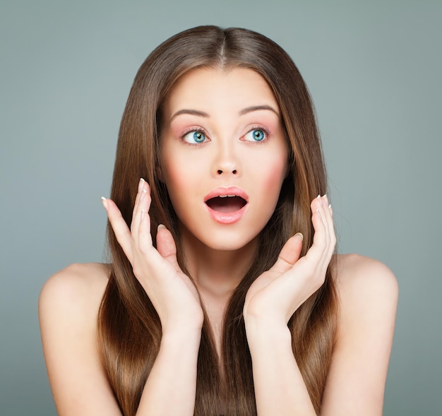 Premium Photo | Beauty fashion portrait of surprised woman. beautiful ...