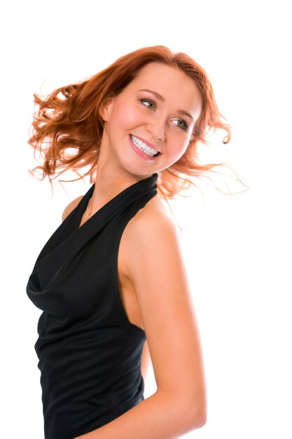 Premium Photo Beauty Smiling Redheaded Girl On White Background