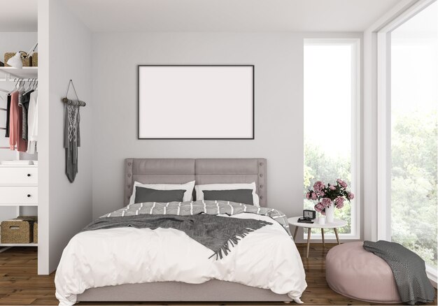 Premium Photo | Bedroom with picture frame