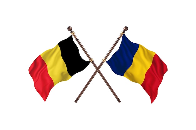 Premium Photo Belgium Versus Romania Two Countries Flags Background