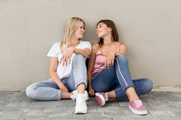 Two Best Friends Teenage Girls Together Having Fun, Posing Emotional on  White Background, Besties Happy Smiling, Making Stock Photo - Image of  girl, cool: 83046914