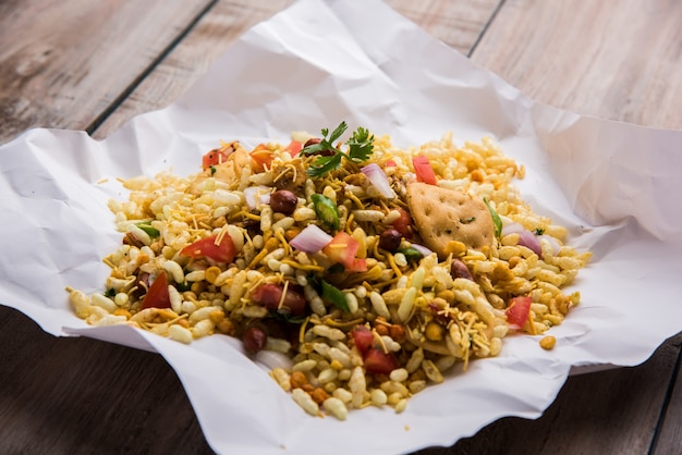 Premium Photo | Bhel puri is a savoury snack or chaat item from india ...