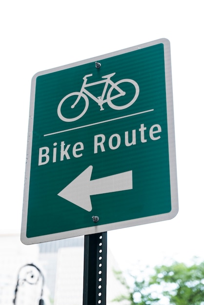 Premium Photo | Bicycle route sign closeup