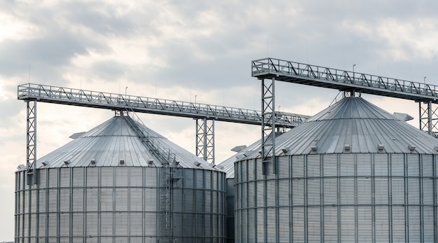 Premium Photo | Big grain silos in a farm