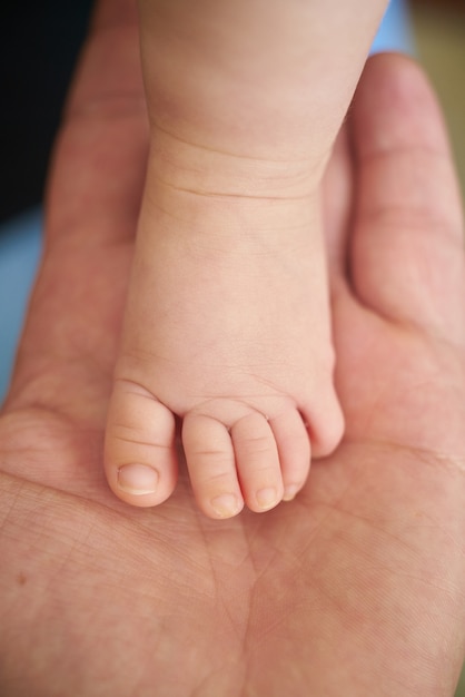 Big hand holding a baby foot | Free Photo