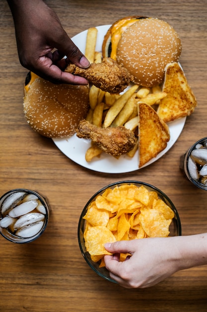 Free Photo | Big plate of junk food