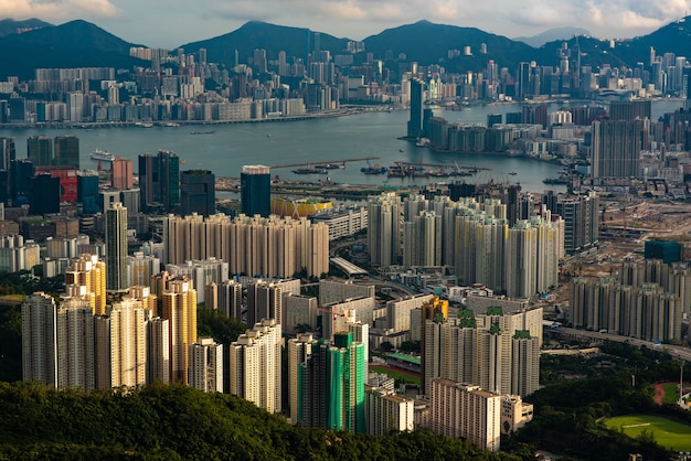 Premium Photo | Bird's Eye View Of Hong Kong At Dusk