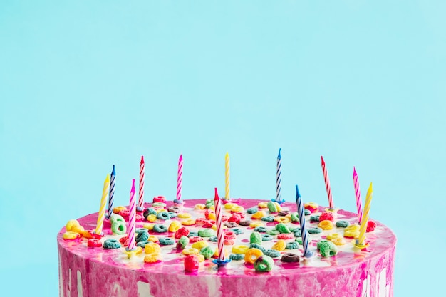 Birthday Cake On Blue Background Photo Free Download