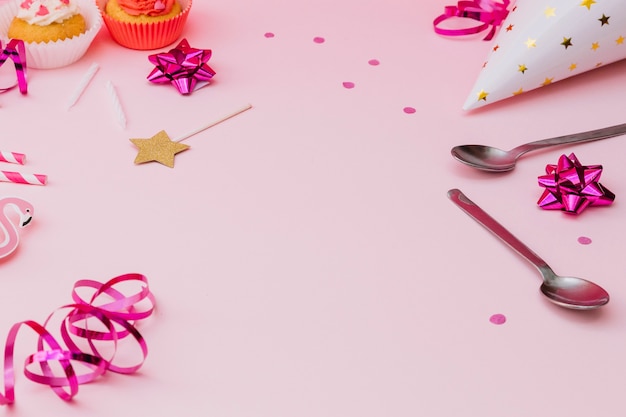 Free Photo | Birthday party decoration on pink background