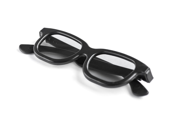 Premium Photo | Black 3d glasses isolated on white.