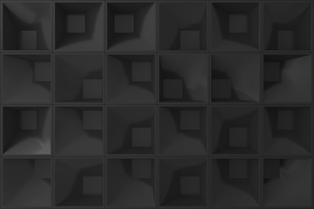 Premium Photo | Black 3d wall square shape for background.