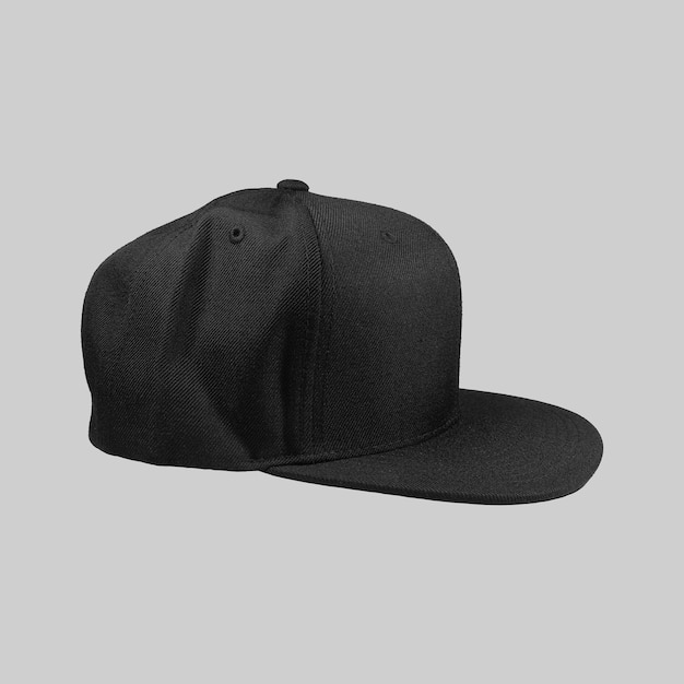 Premium Photo | Black cap in side view isolated on grey background