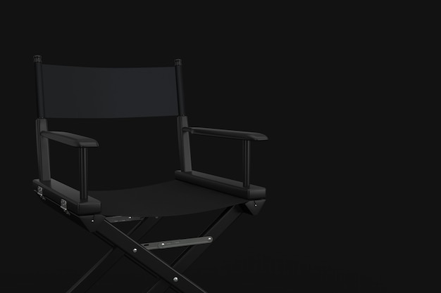 Premium Photo | Black cinema director chair on a black background. 3d