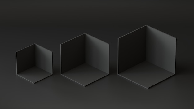 Premium Photo Black Cube Boxes Backdrop Display On Black Background 3d Rendering