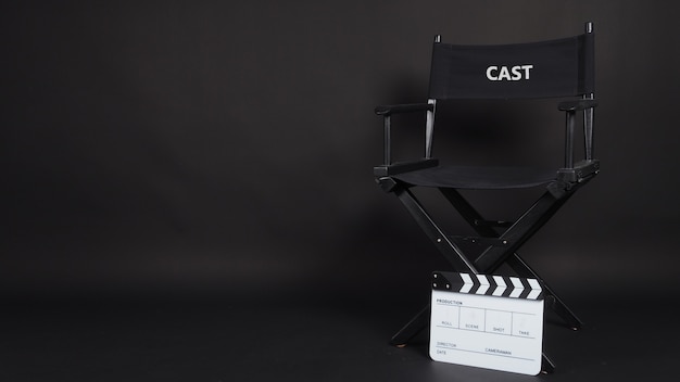 Premium Photo | Black Director Chair And Clapper Board Or Movie Slate ...