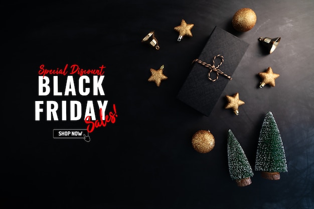 Premium Photo  Black friday sale with gift box and christmas decoration