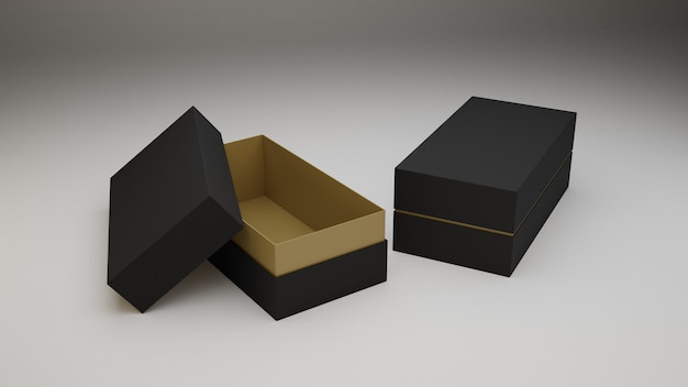 Download Premium Photo | Black hard cardboard boxes packaging mockup