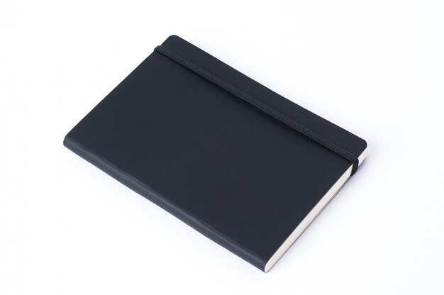 Premium Photo | Black leather notebook isolated on white background